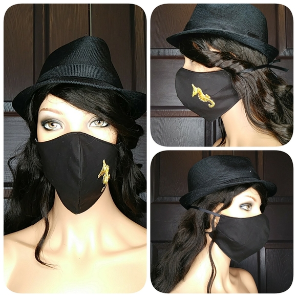 Metallic Gold Seahorse Face Mask - Picture 1 of 2